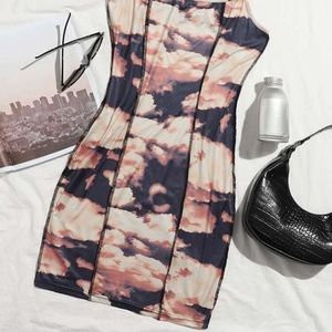 Stitch trim cow print dress